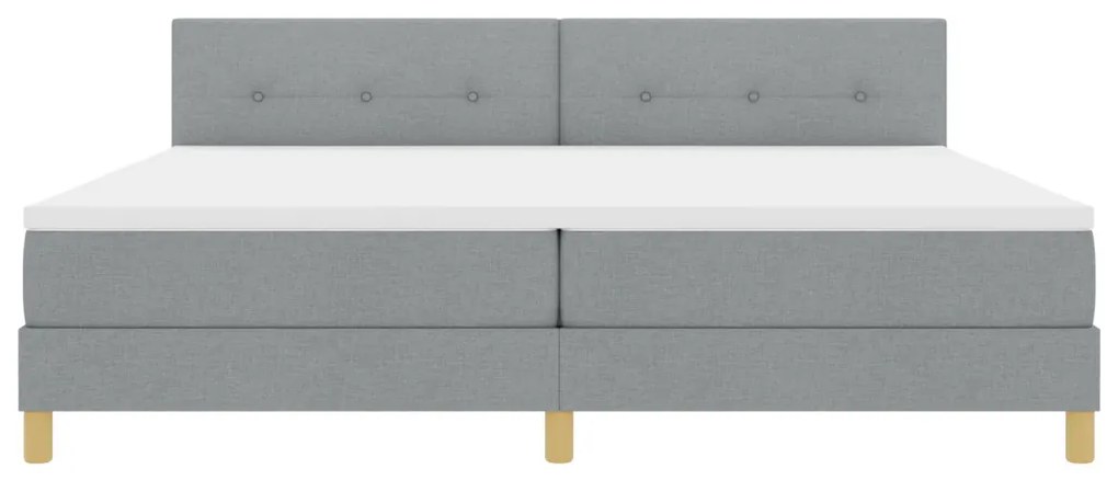 Boxspring Ágy Matrac & LED Fény Világosszürke 200x200 cm Textil