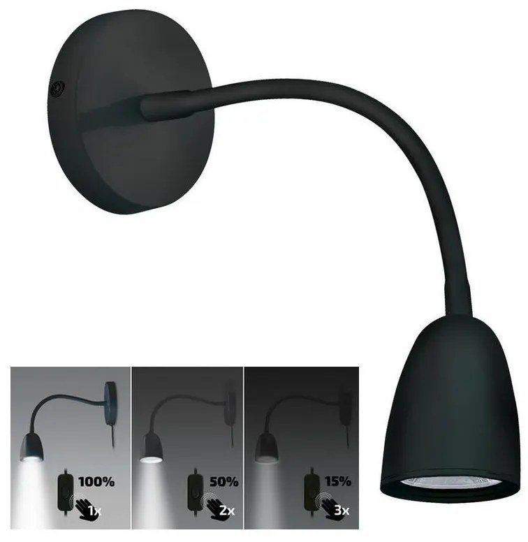 Brilagi - LED Dimmelhető fali kislámpa LED/4W/230V fekete WO54-B-OEM1