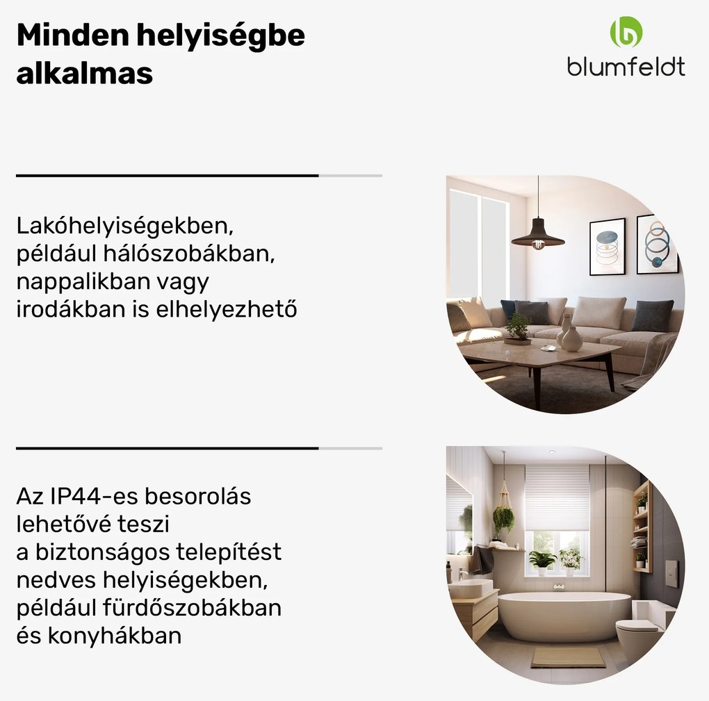 Blumfeldt RadiantSmart IR Heater, Infravörös hősugárzó, Külső termosztát, 360 W, Energiatakarékos