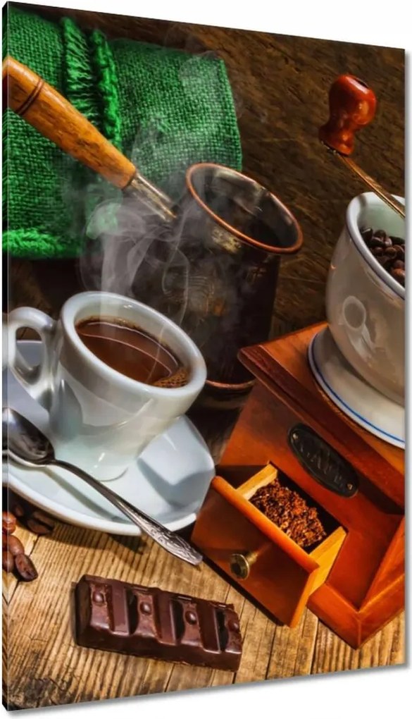 Vászonkép 80x120 Csésze és zöld zsákok