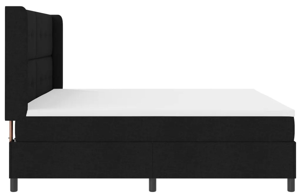 Boxspringsz MIDI Ágy Matrac & LED Fekete 200x200 cm Szövet