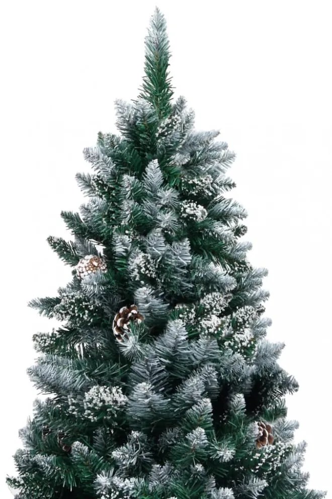 megvilágított műkarácsonyfa gömb szettel és tobozzal 240 cm
