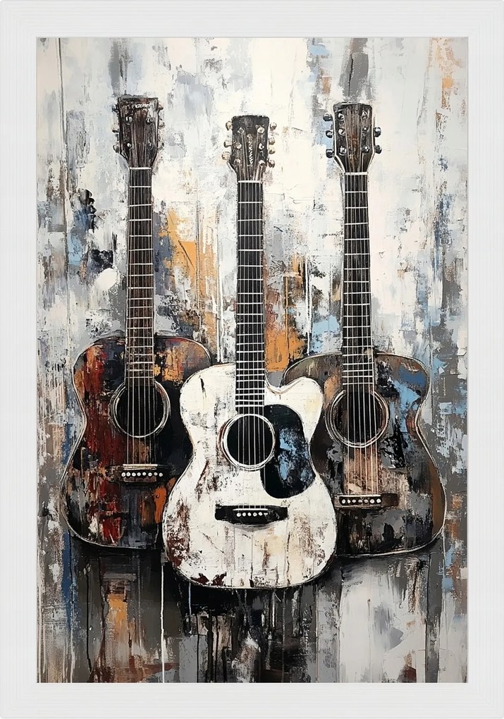 Poszter Keret Fa Művészet Zene Hangszer Gitár Textúra 40x60