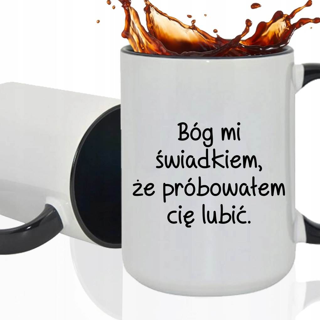 Bögre Fehér XXL Belső Fekete Kerámia Vicces Kütyü Isten A Tanúm