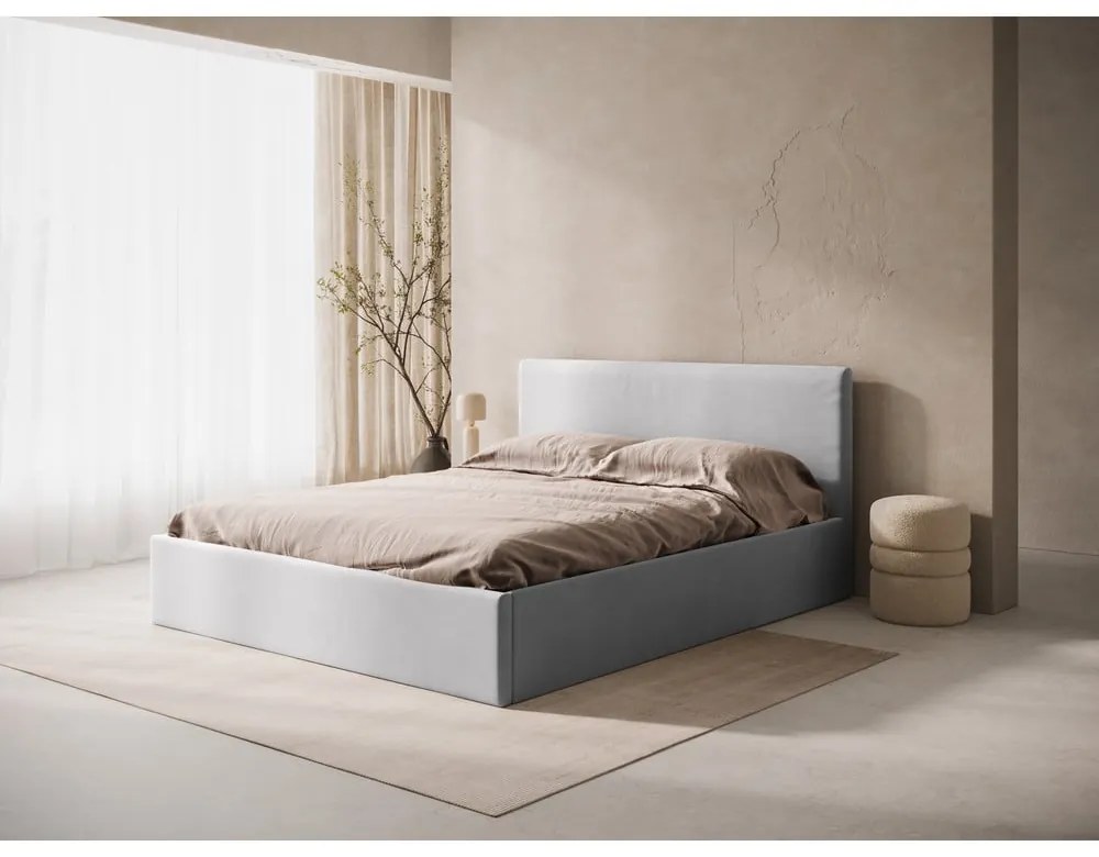 Világosszürke kárpitozott ágytámla 190,5x100 cm Remo – Micadoni