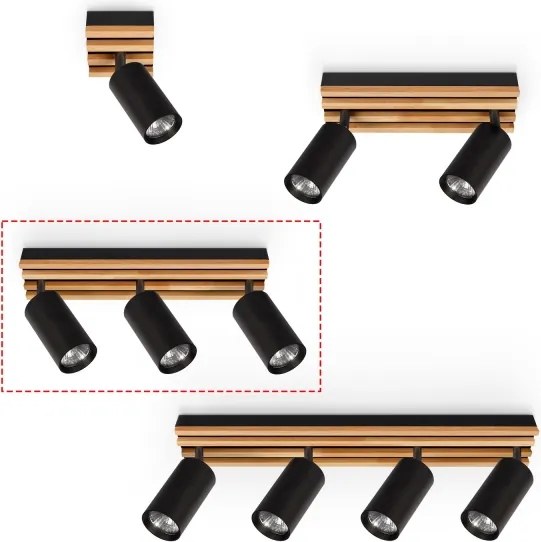 Brilagi - SELE WOOD ACOUSTIC spotlámpa 3xGU10/30W/230V fekete/fa