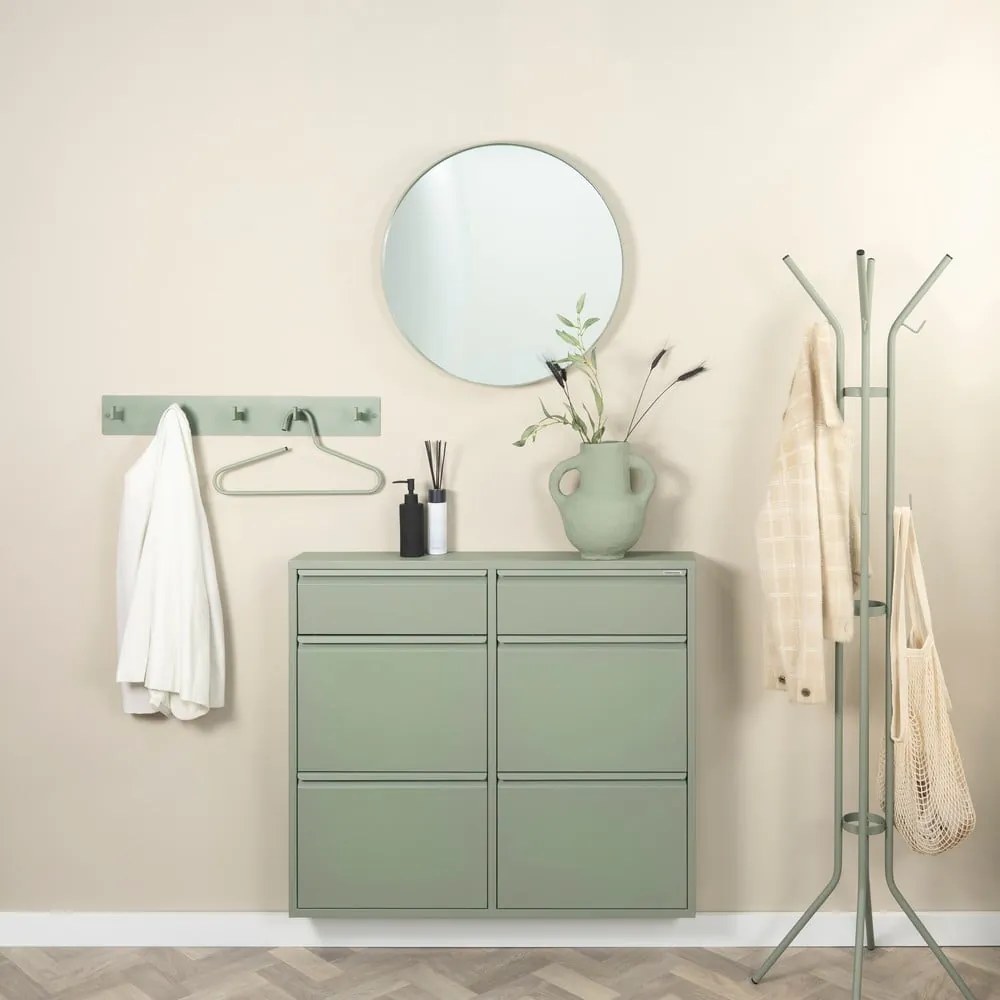 Szürkészöld fém billenő ajtós cipőtartó 98x86x15 cm Billy – Spinder Design