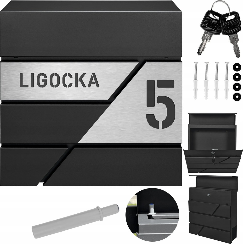 Antracit Modern Postaláda Laminált Levelekhez Nagy Cím