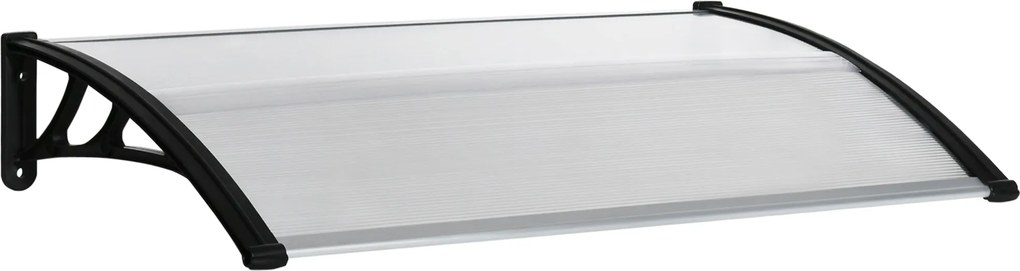Outsunny Polikarbonát és Alumínium Napernyő Erkélyekhez, Ablakokhoz és Ajtókhoz, Kültéri Napernyő PP Támogatással, 110x60x18cm, Átlátszó | Aosom