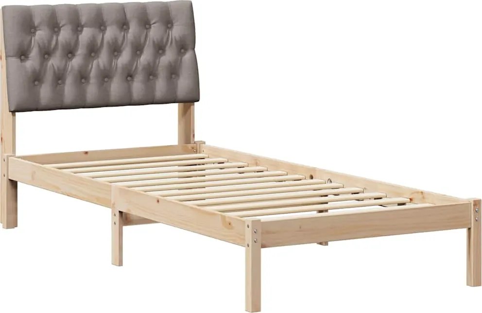 vidaXL Ágykeret Kárpitozott Fejtámlával fejtámlával Barna 90 x 200 cm