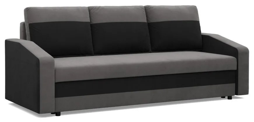 Hewlet kanapéágy, szövet anyag, hab töltet, szürke - fekete