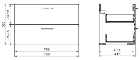 Cersanit S801-539 - NIKO falra szerelhető fürdőszobaszekrény mosdóval 80x45 cm, dió