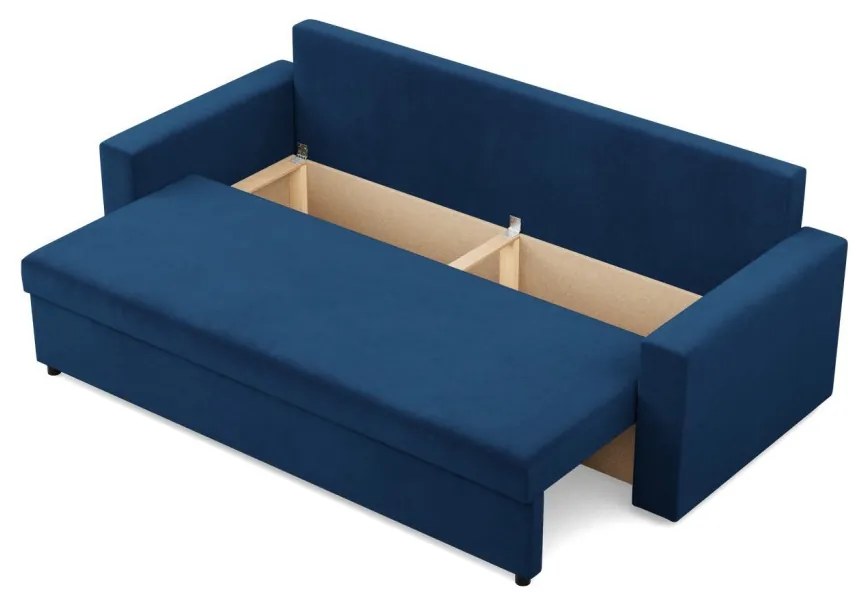 Zeus kanapéágy, bársony, bonell töltet, egyenes kartámasz, kék