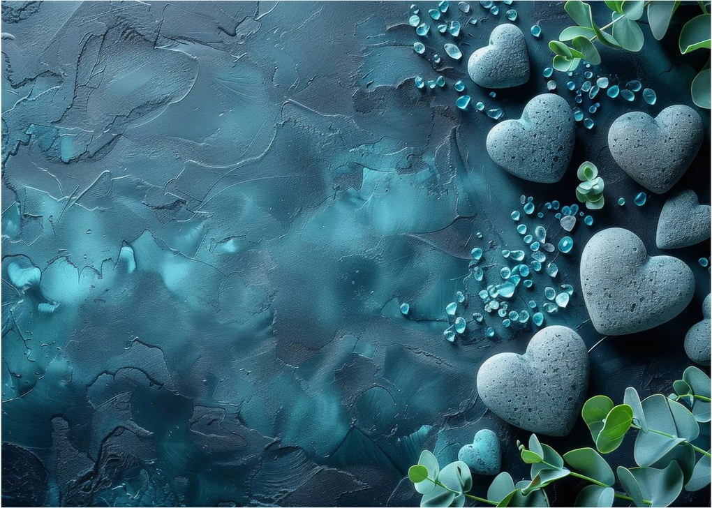 Üveg kép - Szív alakú kövek (70x50 cm)