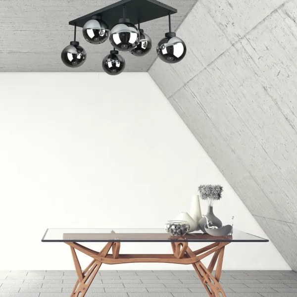 Felületre szerelhető csillár  DEA 6xE14/60W/230V fekete/füstös fekete