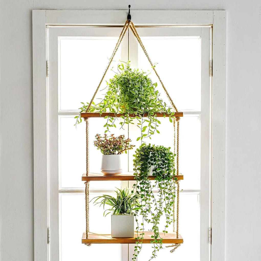 Tutumi, függő fali polc kötélen 30x40x10 cm, 23-as típus Bézs, barna, HOM-03208