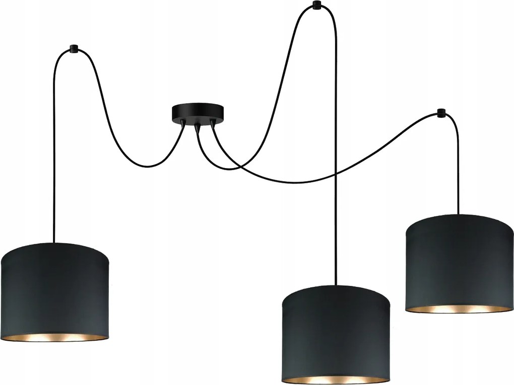 Stílusos Függőlámpa Golden 3 Pók Fekete Lámpabúra Arany Belső Modern