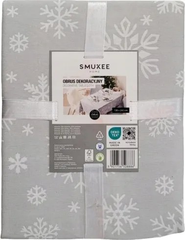 Karácsonyi Asztalterítő Hópehely csillag Dekoratív Szürke Pamut 110 X 160 CM