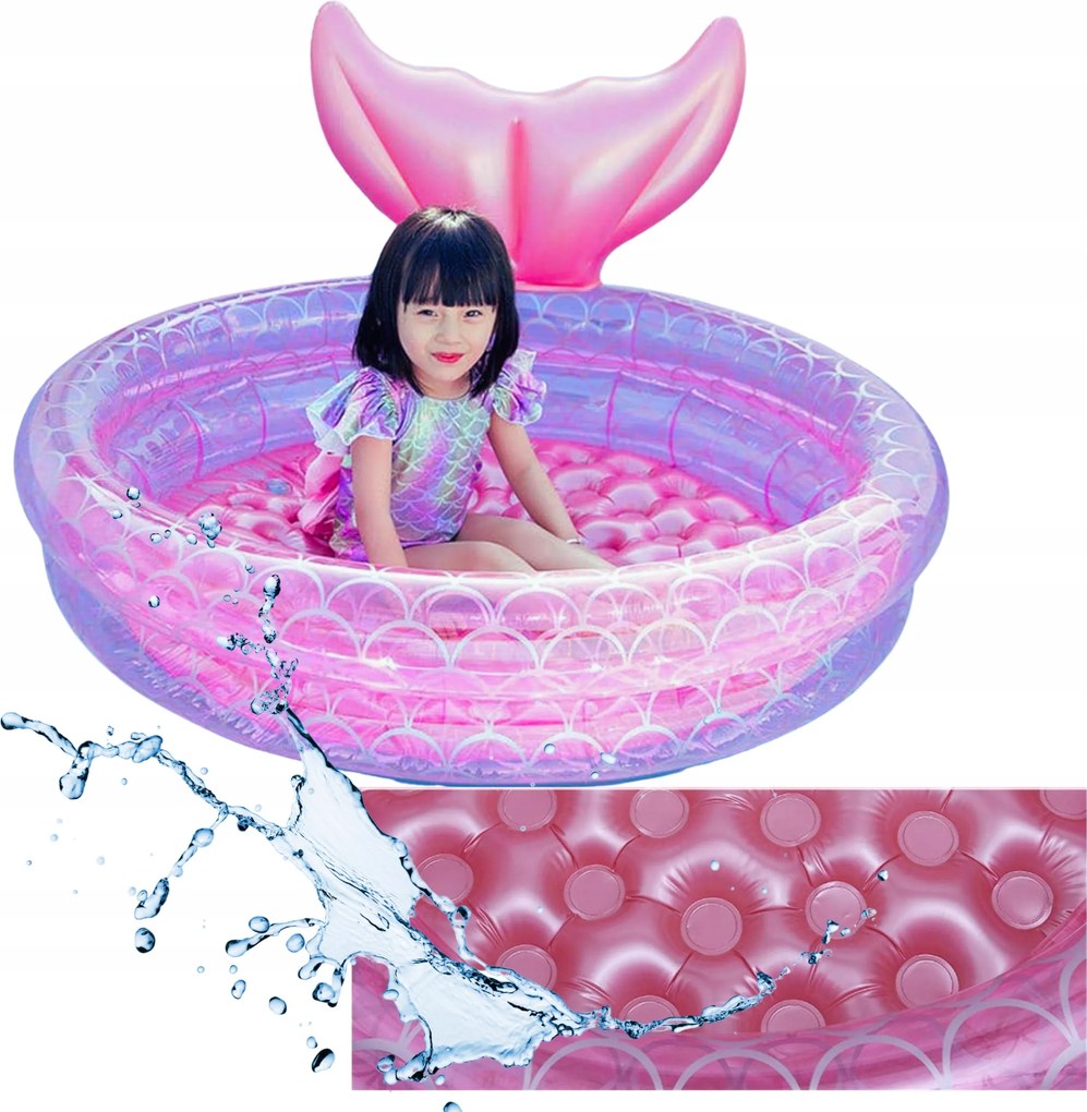 Gyerekmedence Zuhanytálca Puha Alj Száraz Medence Hableány Rózsaszín 90cm