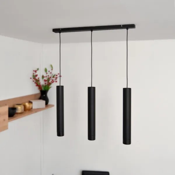 LED Csillár zsinóron TUBA 3xGU10/4,8W/230V fekete