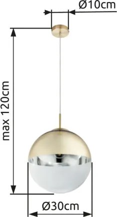 Globo 15857 Függeszték metál arany, üveg átlátszó,arany, ø: 300, Foglalat típusa:1xE27 60W 230V