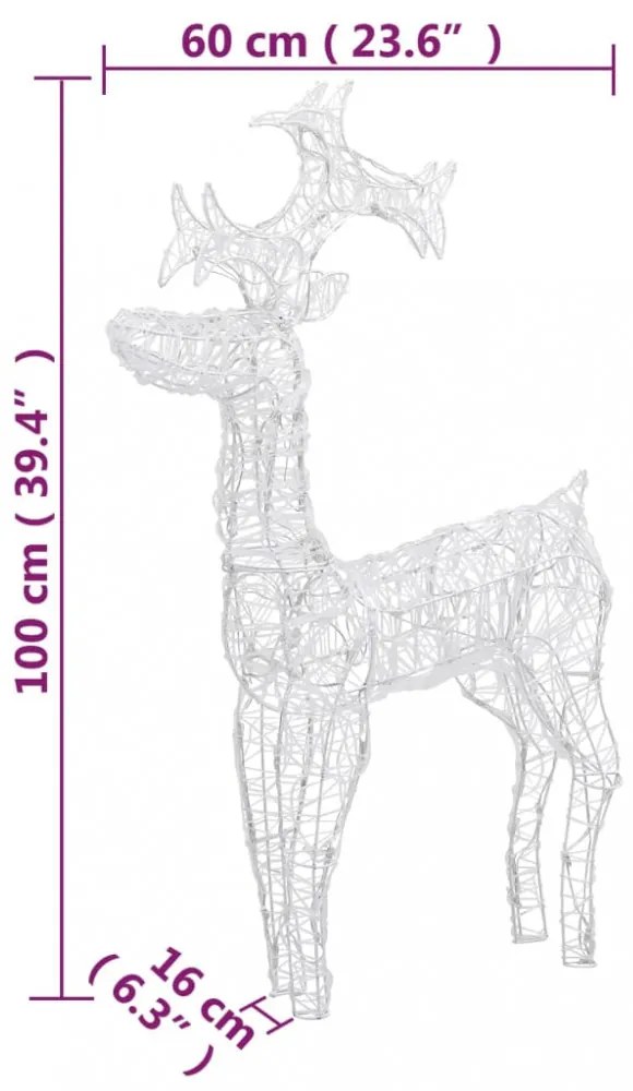 2 db akril karácsonyi rénszarvas dekoráció 60 x 16 x 100 cm