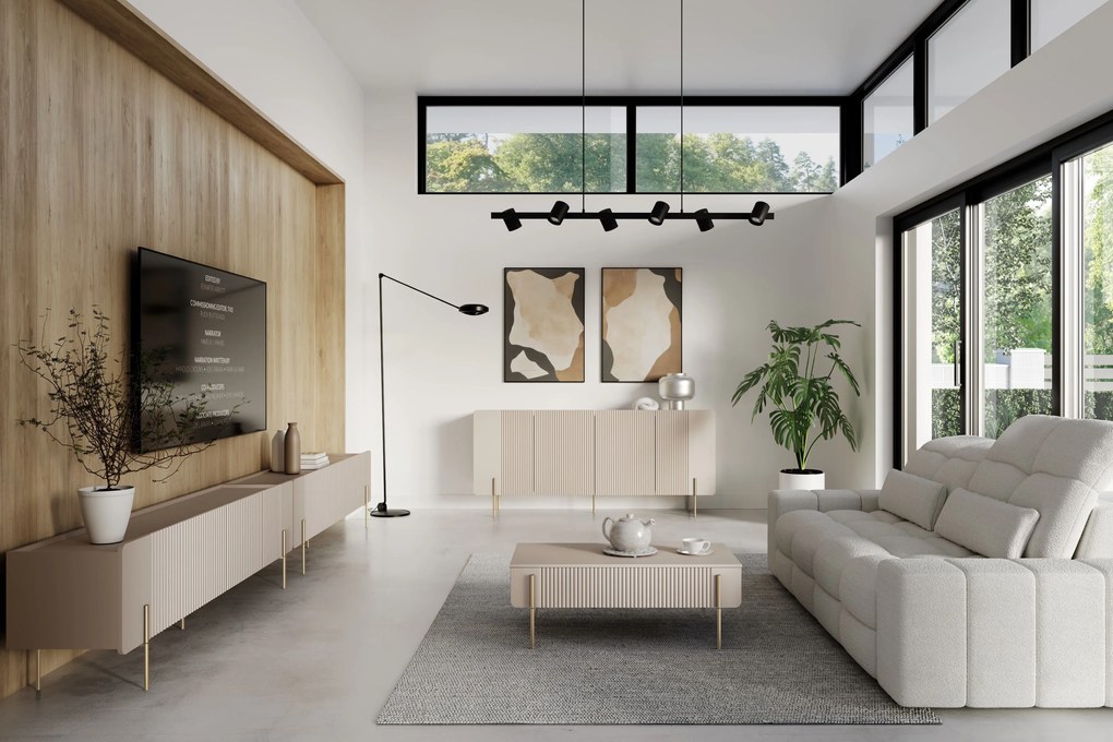 Malmi dohányzóasztal fiókokkal 100 cm - kasmír / arany lábak