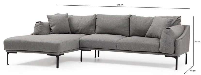 Leo szürke sarokkanapé, bal oldali - Artie