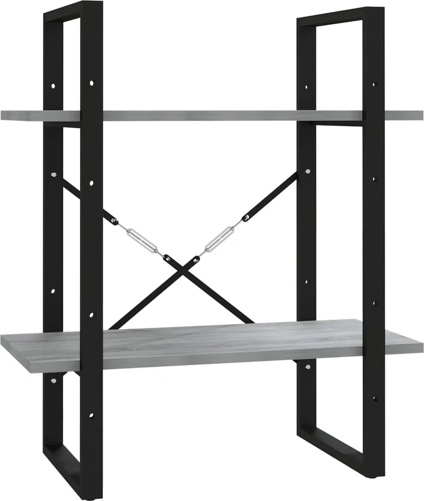 vidaXL 2-szintes szürke sonoma szerelt fa könyvszekrény 60x30x70 cm