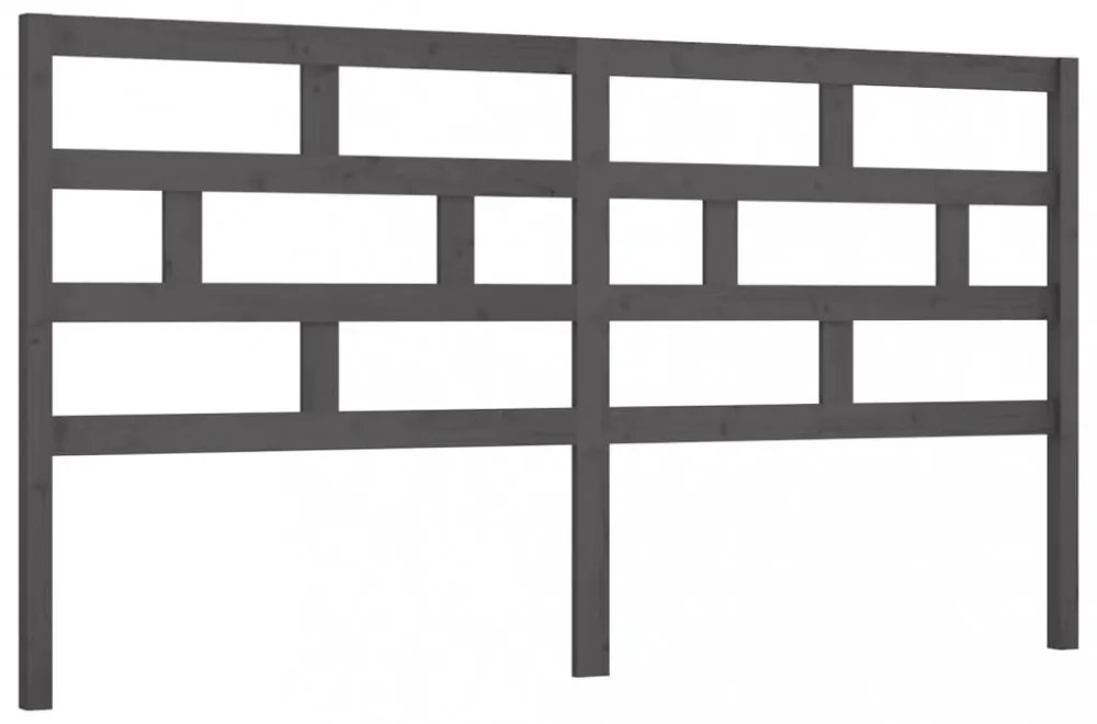 szürke tömör fenyőfa ágy fejtámla 186 x 4 x 100 cm