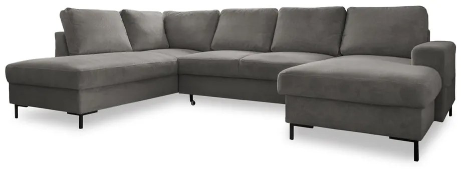 Szürke kordbársony kinyitható sarokkanapé (bal oldali) Lofty Lilly – Miuform
