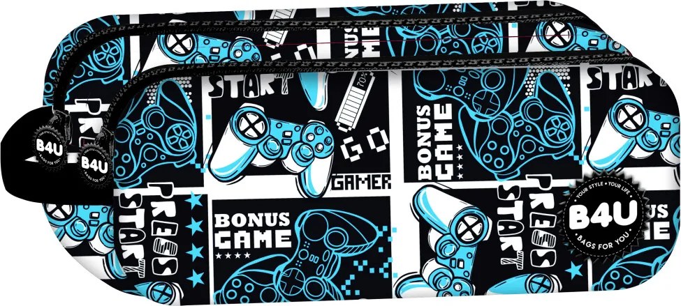 Gamer Press Start 2 rekeszes tolltartó 21 cm