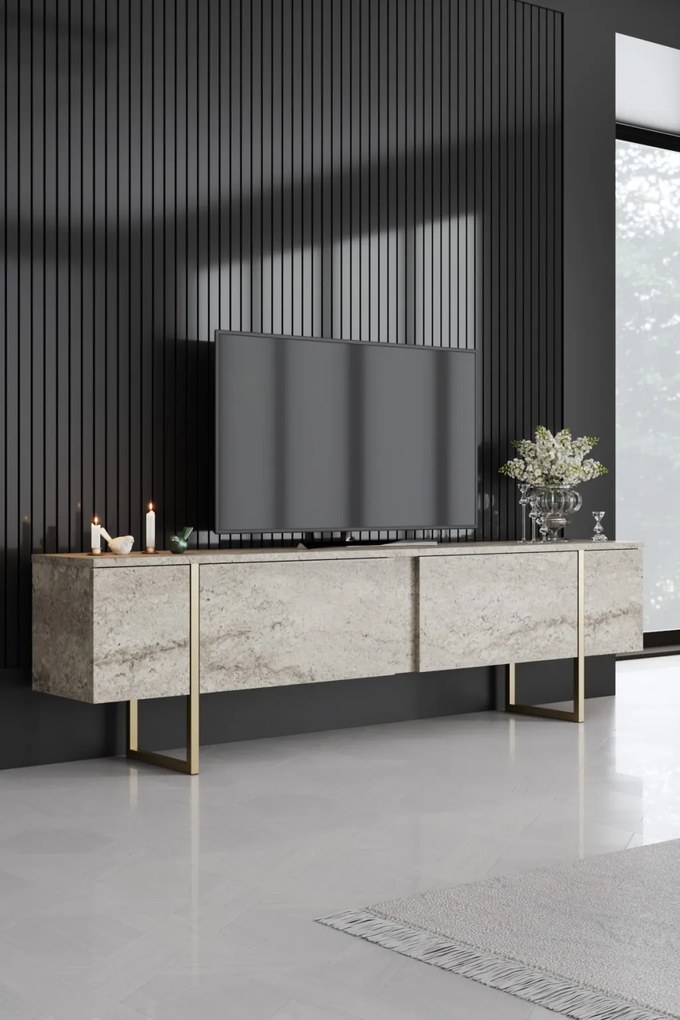 Luxe - travertin/arany TV-állvány