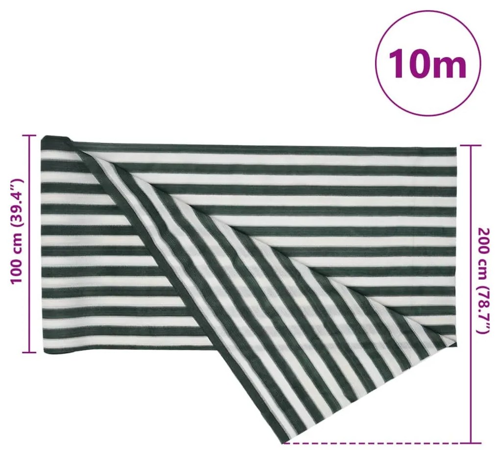 zöld és fehér HDPE belátásgátló háló 2 x 10 m 195 g/m²