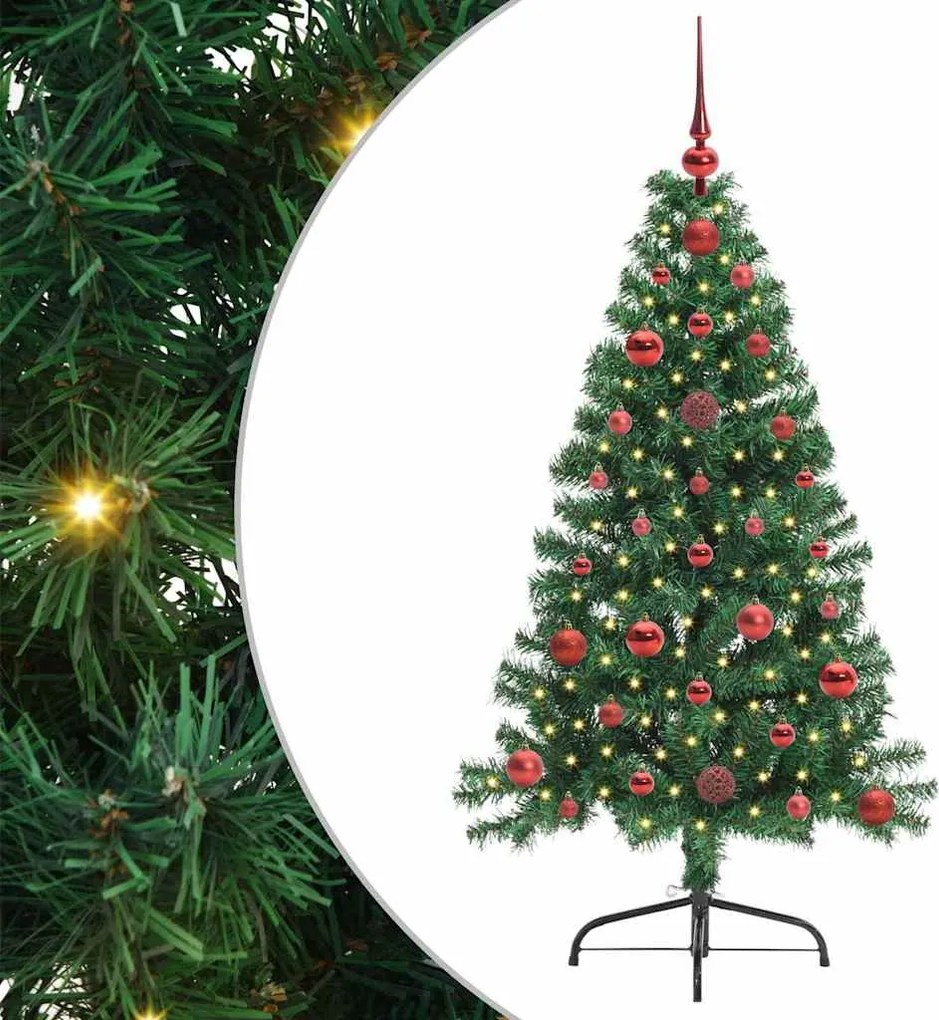 vidaXL Mesterséges, előre világított karácsonyi fa Zöld 120 cm PVC