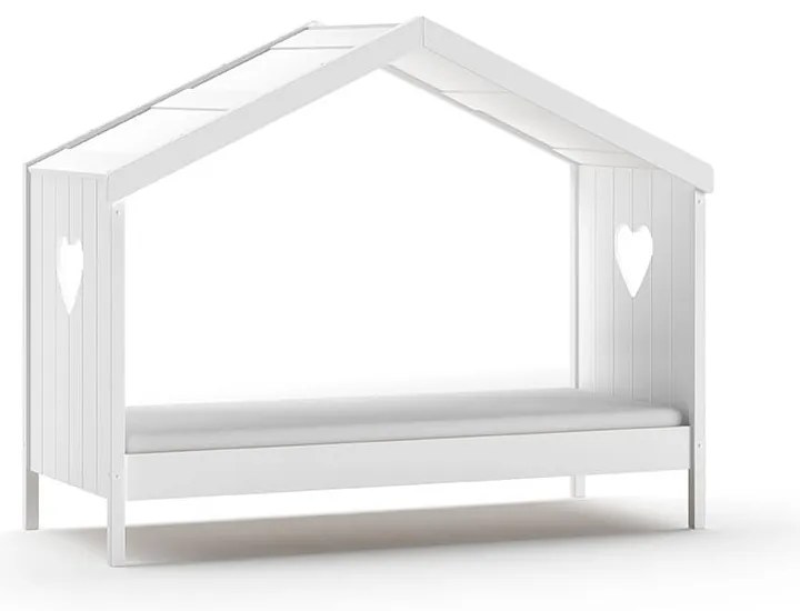 Fehér házikó alakú borovi fenyő gyerekágy kihúzható pótággyal, tárolóhellyel 90x200 cm AMORI – Vipack