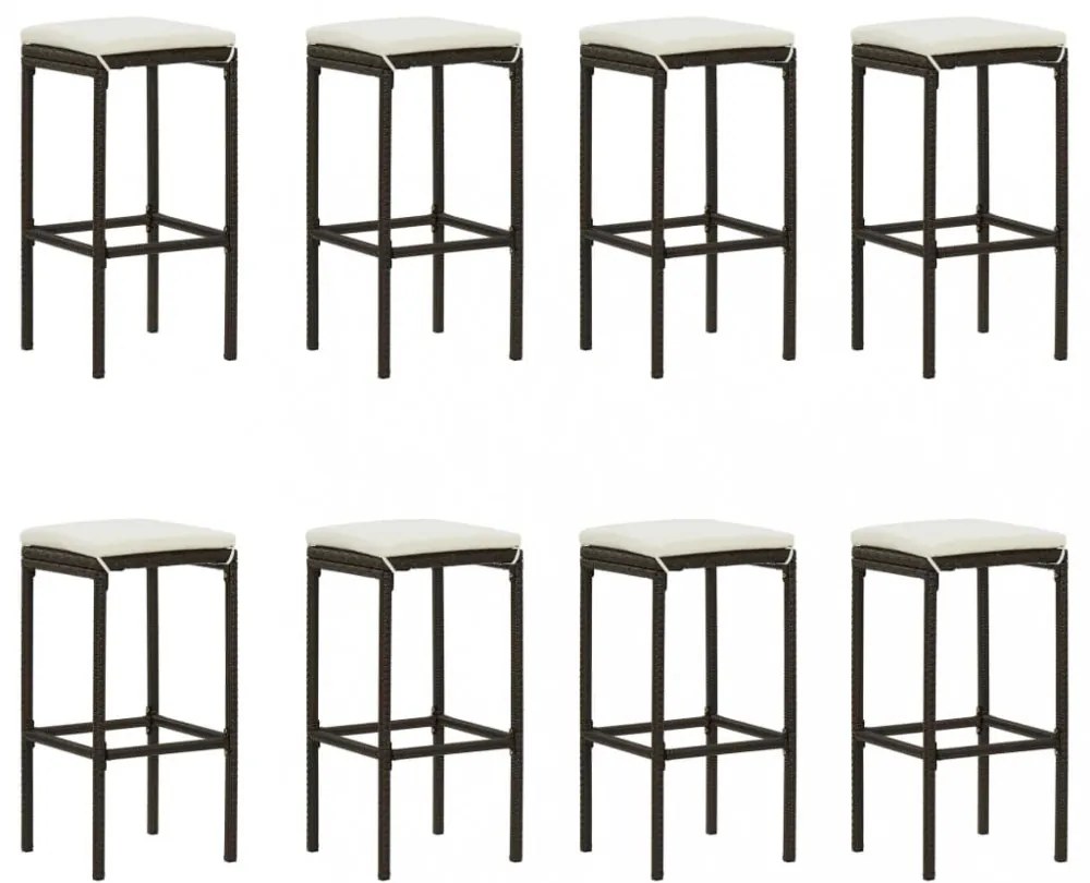 9 részes barna polyrattan kerti bárszett párnákkal