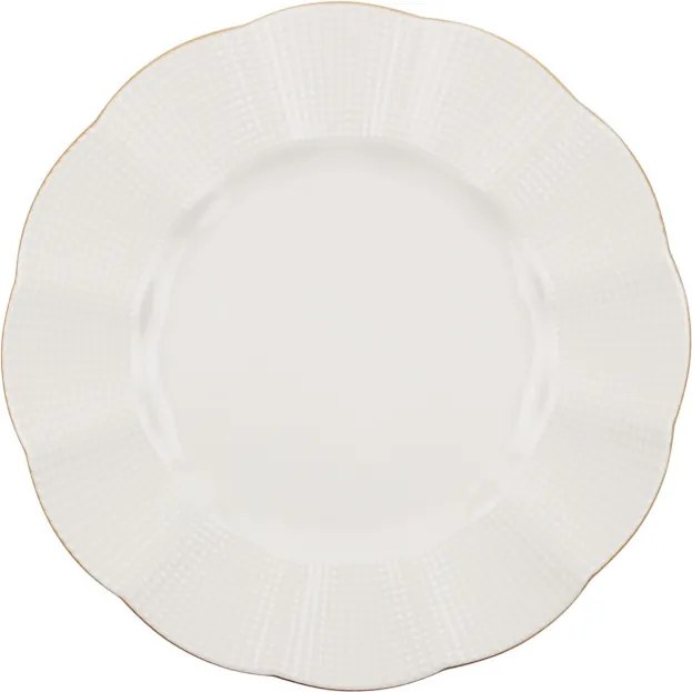 Tányérkészlet porcelán, krém-arany, 24 darabos