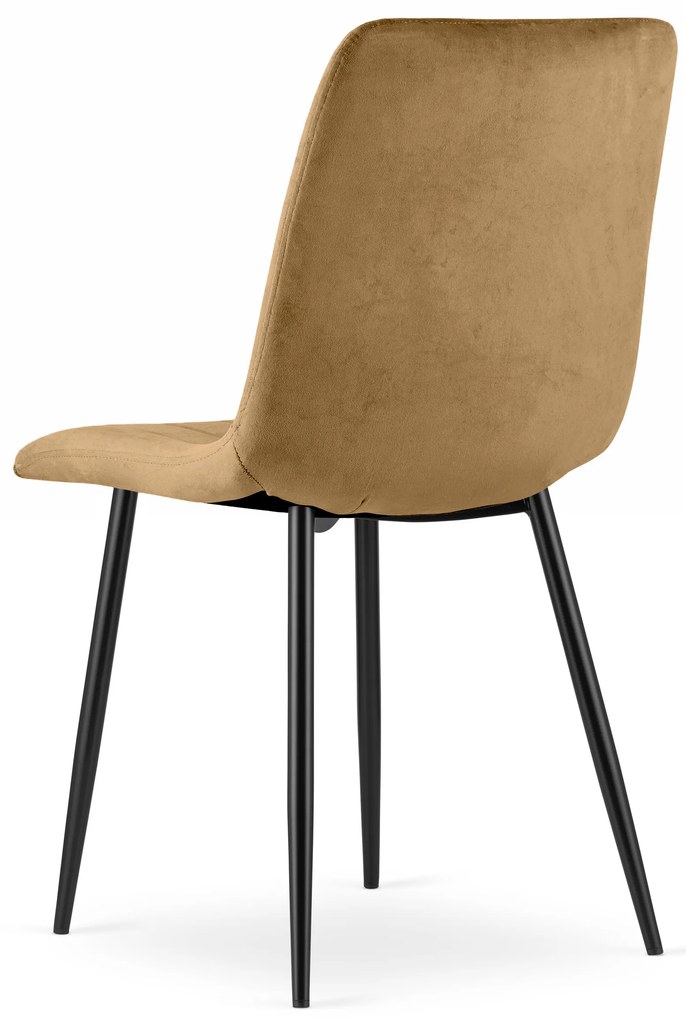 Barna bársony szék LAVA fekete lábakkal