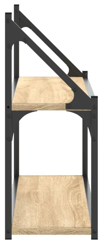 2 szintes sonoma tölgy színű szerelt fa fali polc 80x21x51 cm