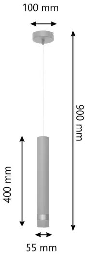 LED Csillár zsinóron TUBA 1xGU10/4,8W/230V szürke/fényezett króm