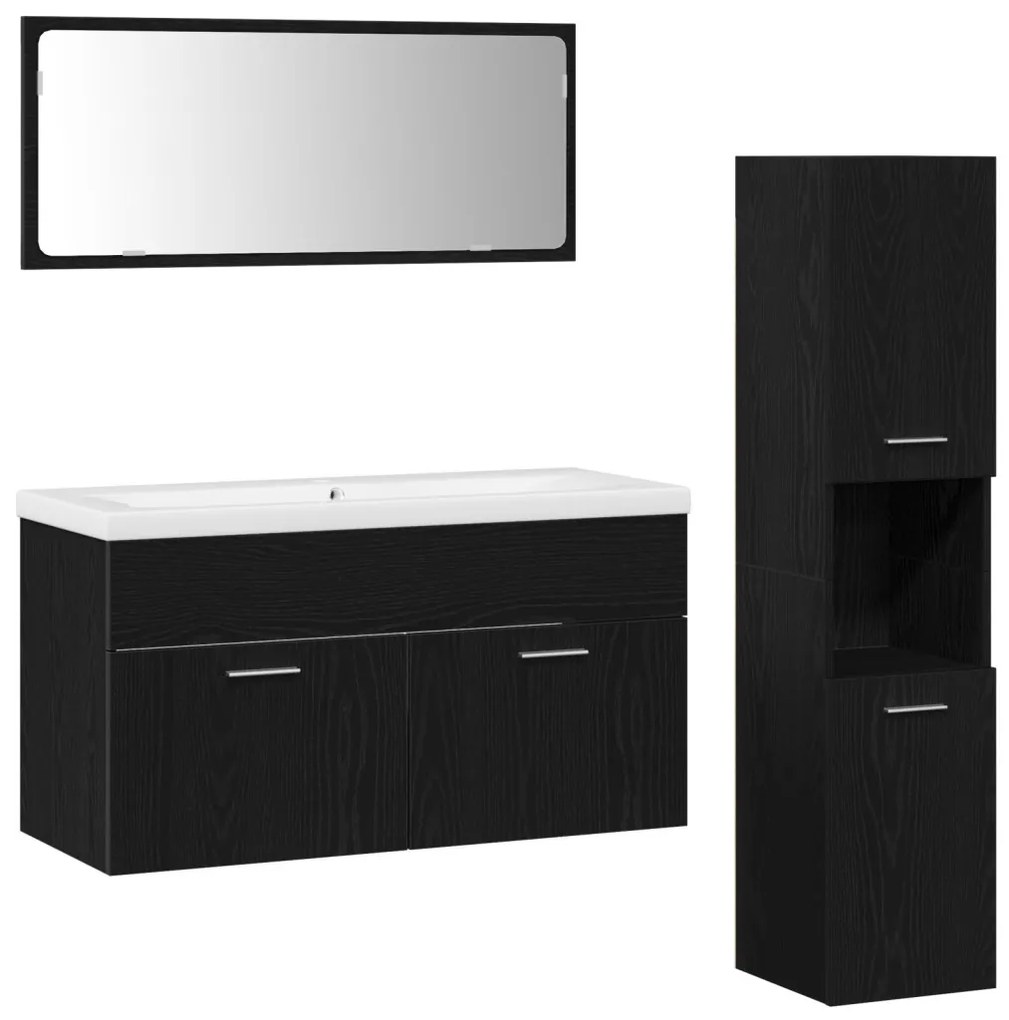 Fürdőszobai bútorkészlet 4 pcs Fekete tölgy 90 x 38.5 x 46 cm