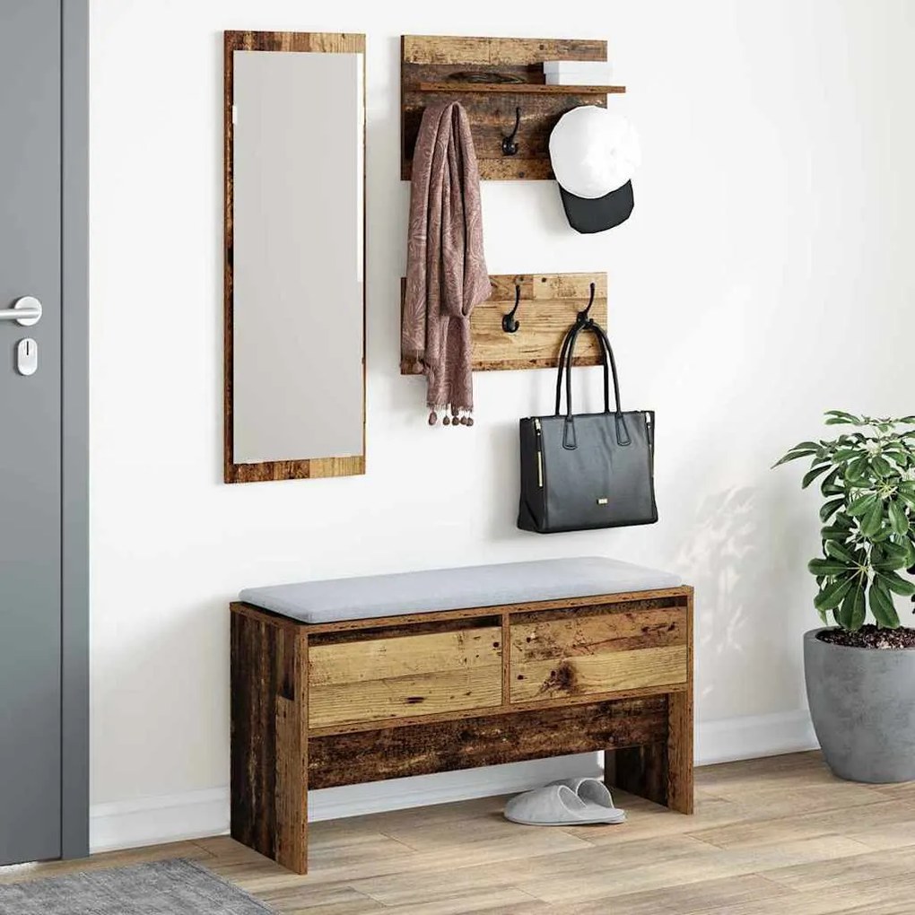 Előszoba bútorkészlet fiókkal Régi fa 90 x 31 x 46.5 cm Faanyag
