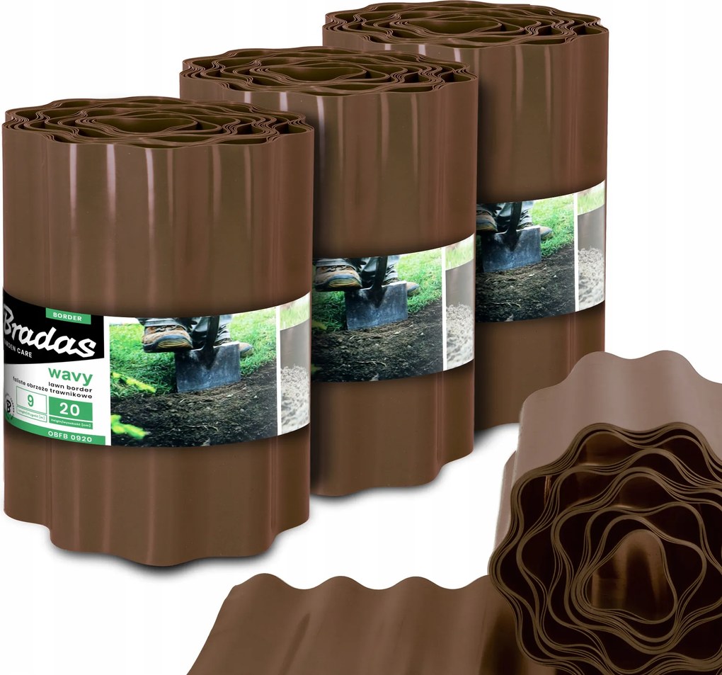 Kerti Gyepszegély 20 cm 27 m Hullámos Műanyag Rugalmas Us-p