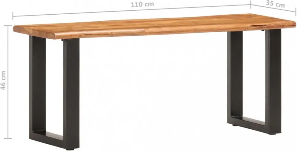 tömör akácfa és acél természetes szélű pad 110 cm