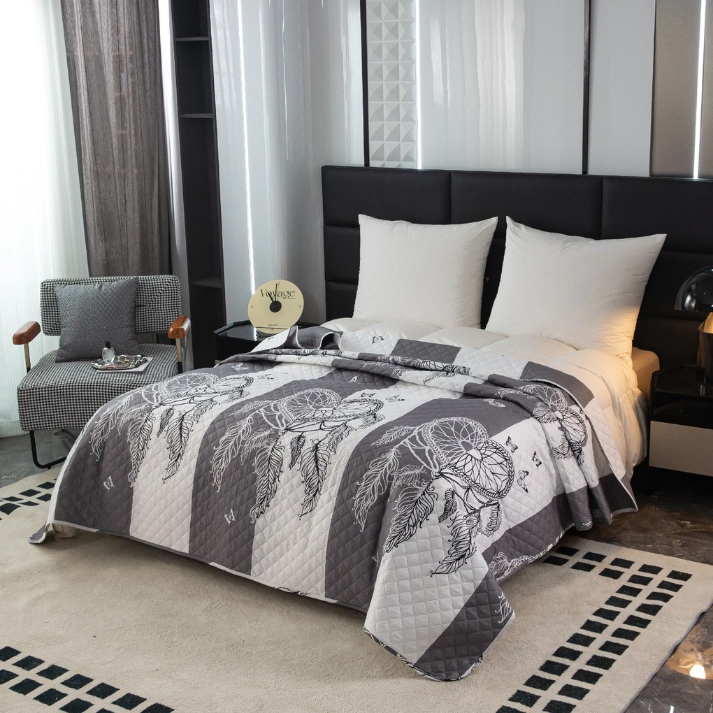 Ágytakaró TIRSO szürke-fehér Méret: 220 x 240 cm