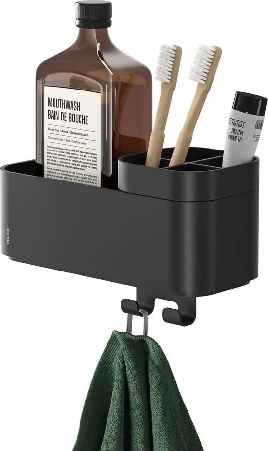 Tiger 2STORE Polc Törölközőtartó Akasztóval Erős Fürdőszobai