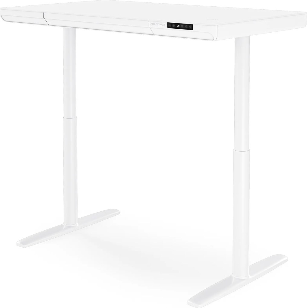 Elektromos ülő-álló íróasztal fiókkal és Qi vezeték nélküli töltővel fehér, 1200 mm: ELLIS