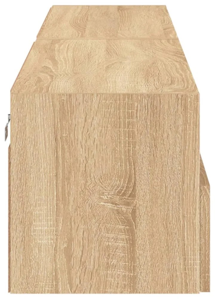 2 db sonoma tölgy színű szerelt fa fali TV-szekrény 80x30x30 cm