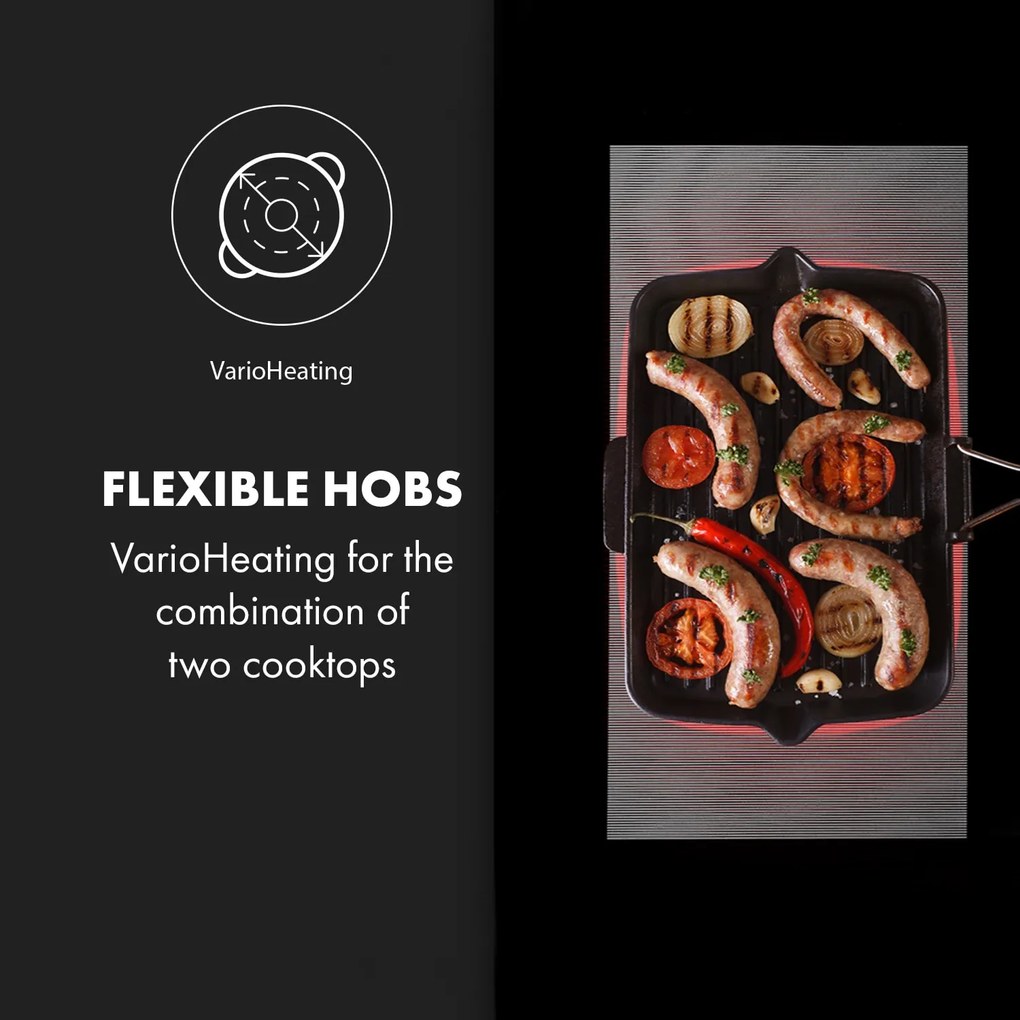 Klarstein Delicatessa 90 Flex, beépített indukciós főzőlap, indukció, 7400 W, 5 zóna, egyedülálló